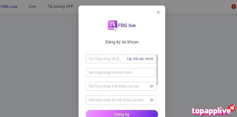 Hướng dẫn đăng ký tài khoản FBS Live