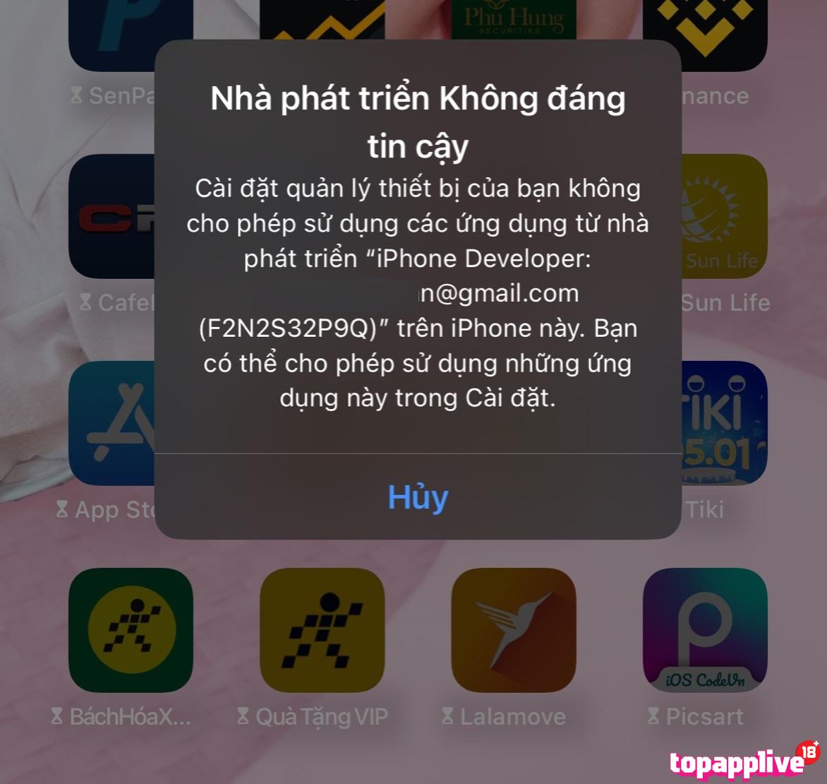Sau khi tải file iOs bạn nên cấp quyền tin cậy ứng dụng