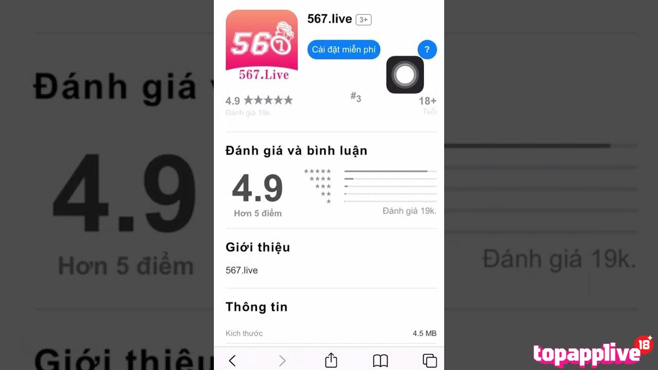 Giao diện tải 567 Live iOS